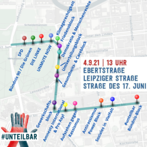 Karte Aufstellung Blöcke Auftakt #unteilbar Demo 4.9.